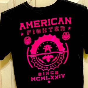 Black w/ pink lettering American Fighter Shirt